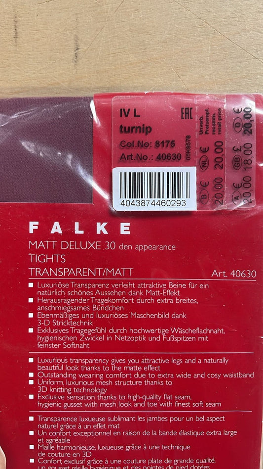 FALKE Damen Matt Deluxe 30 Strumpfhose L Farbe Turnip Lila