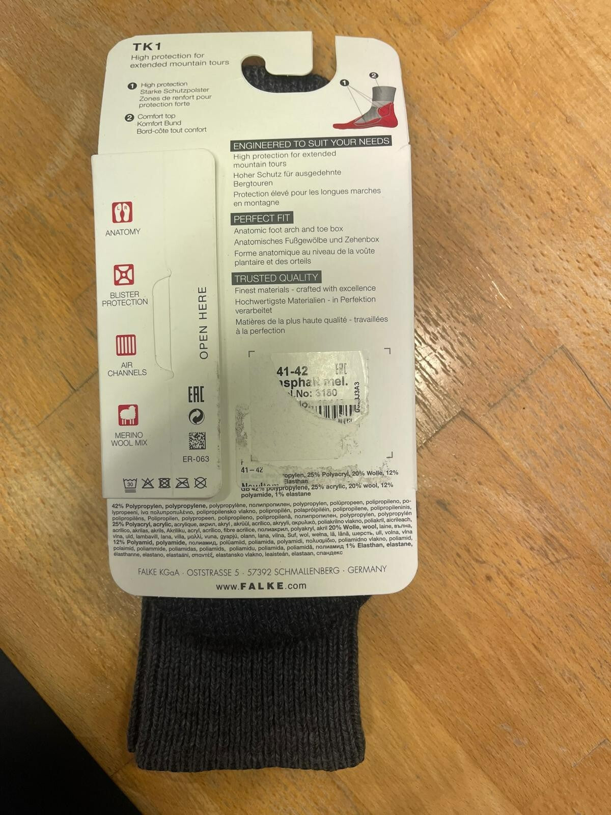 Falke Trekking Socke Damen TK1 41-42 Grau