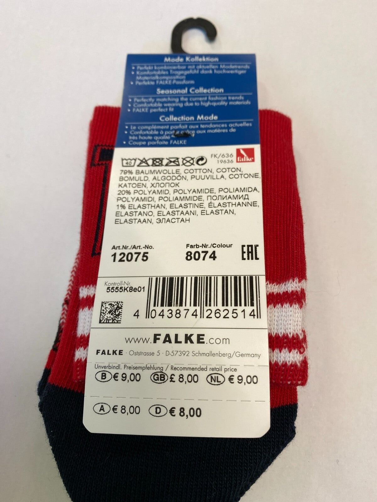 FALKE Kinder Socken Sneaker 23-26 Fußball rot NEU