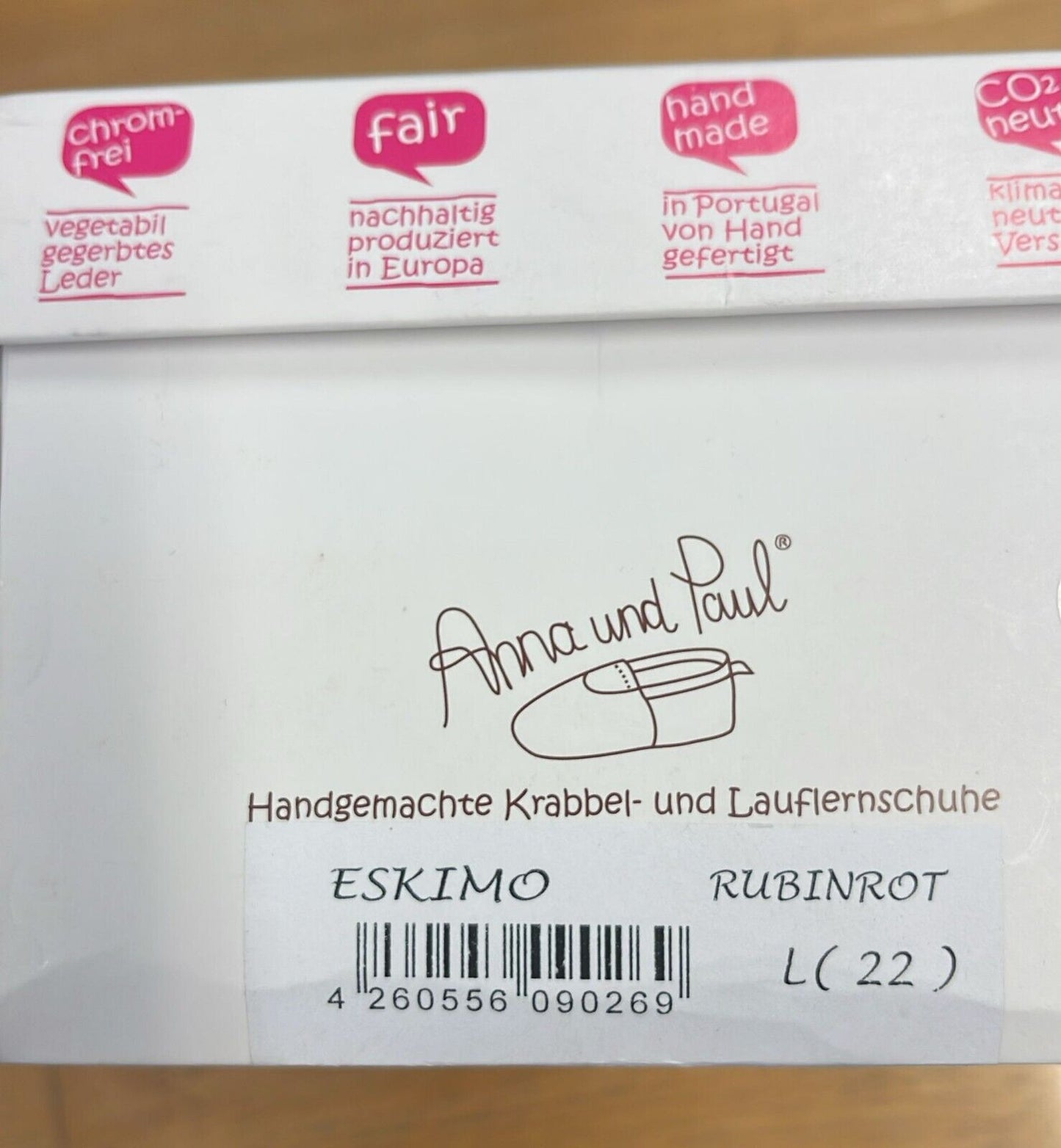 Anna und Paul Eskimo Rubinrot L 22 gefüttert Gummisohle Leder Lammfell
