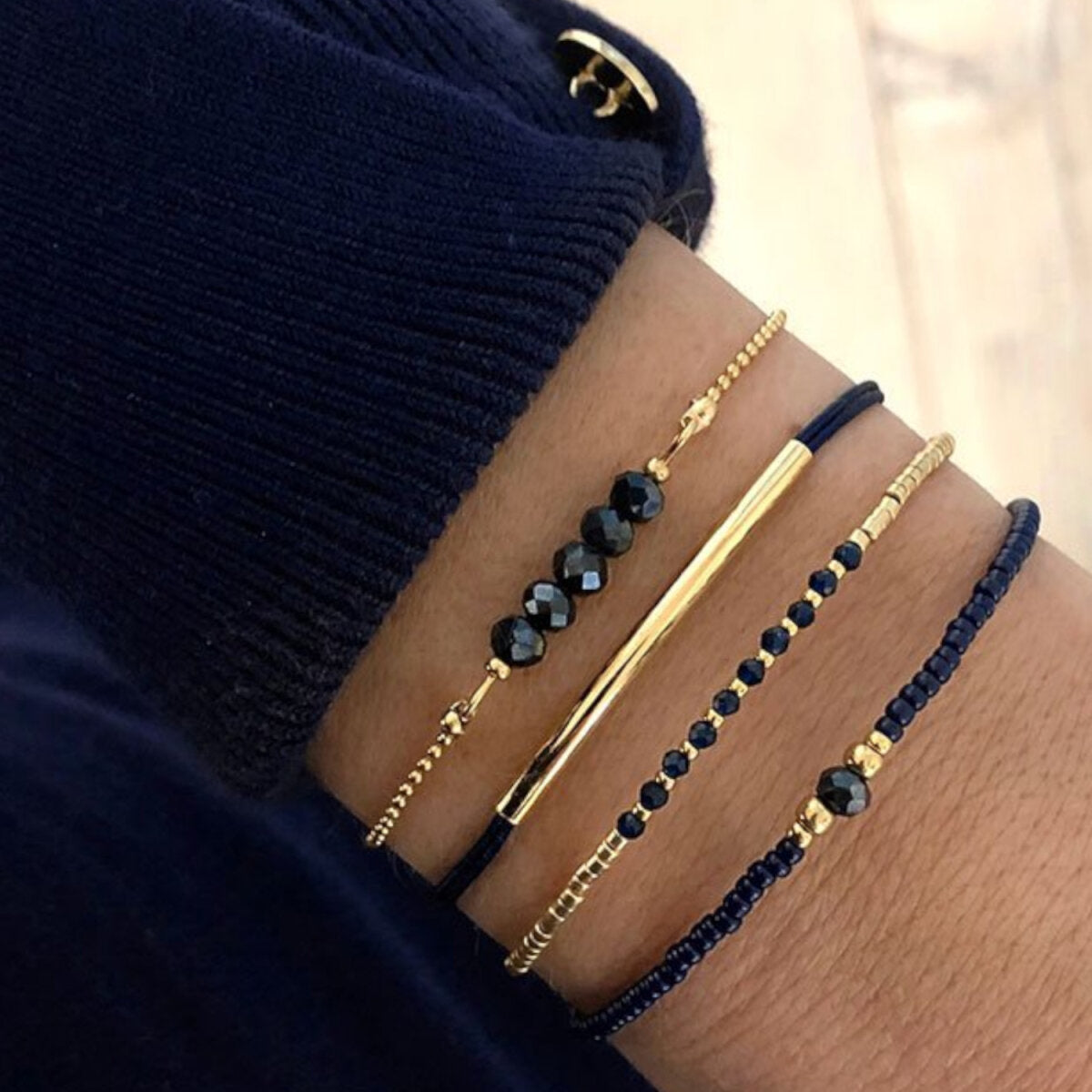 Armband Set Navy Chic Gold