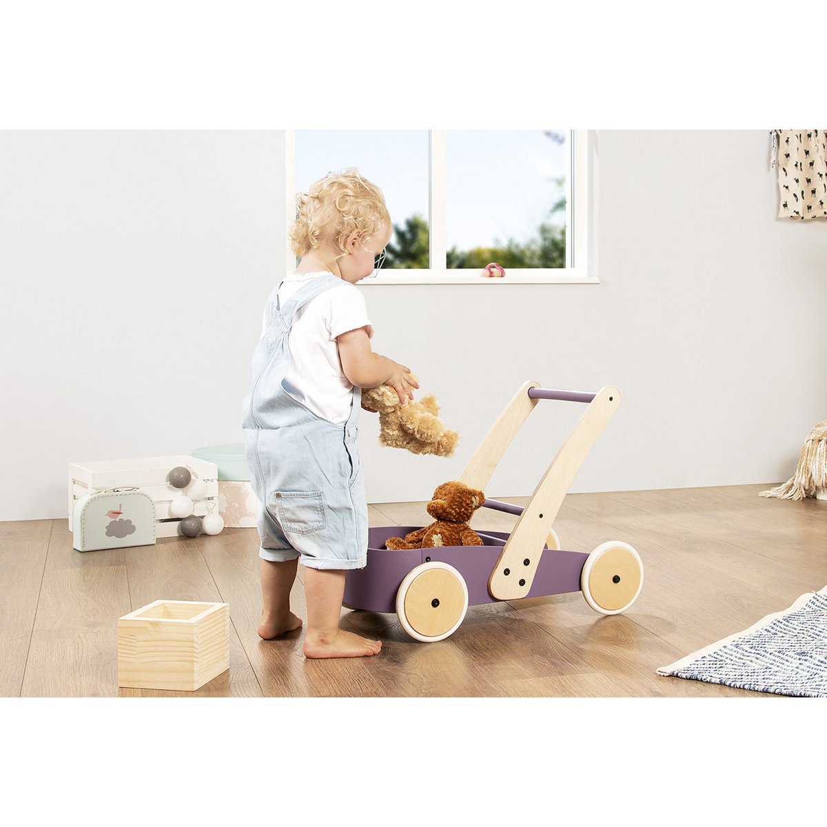 Lauflernwagen aus Holz 'Fiete', brombeer