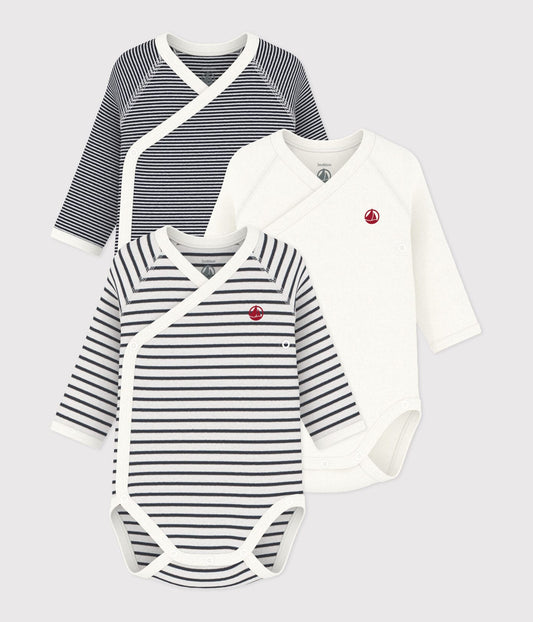 Petit Bateau 3er-Set langärmelige Baby-Bodys für Neugeborene 54 cm