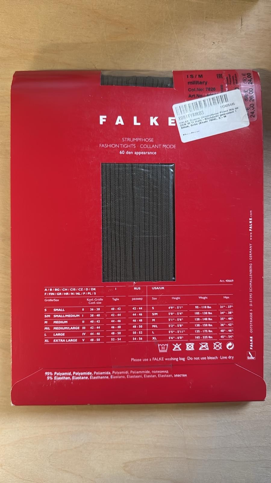FALKE Damen Strumpfhose 60 DEN Military S-M