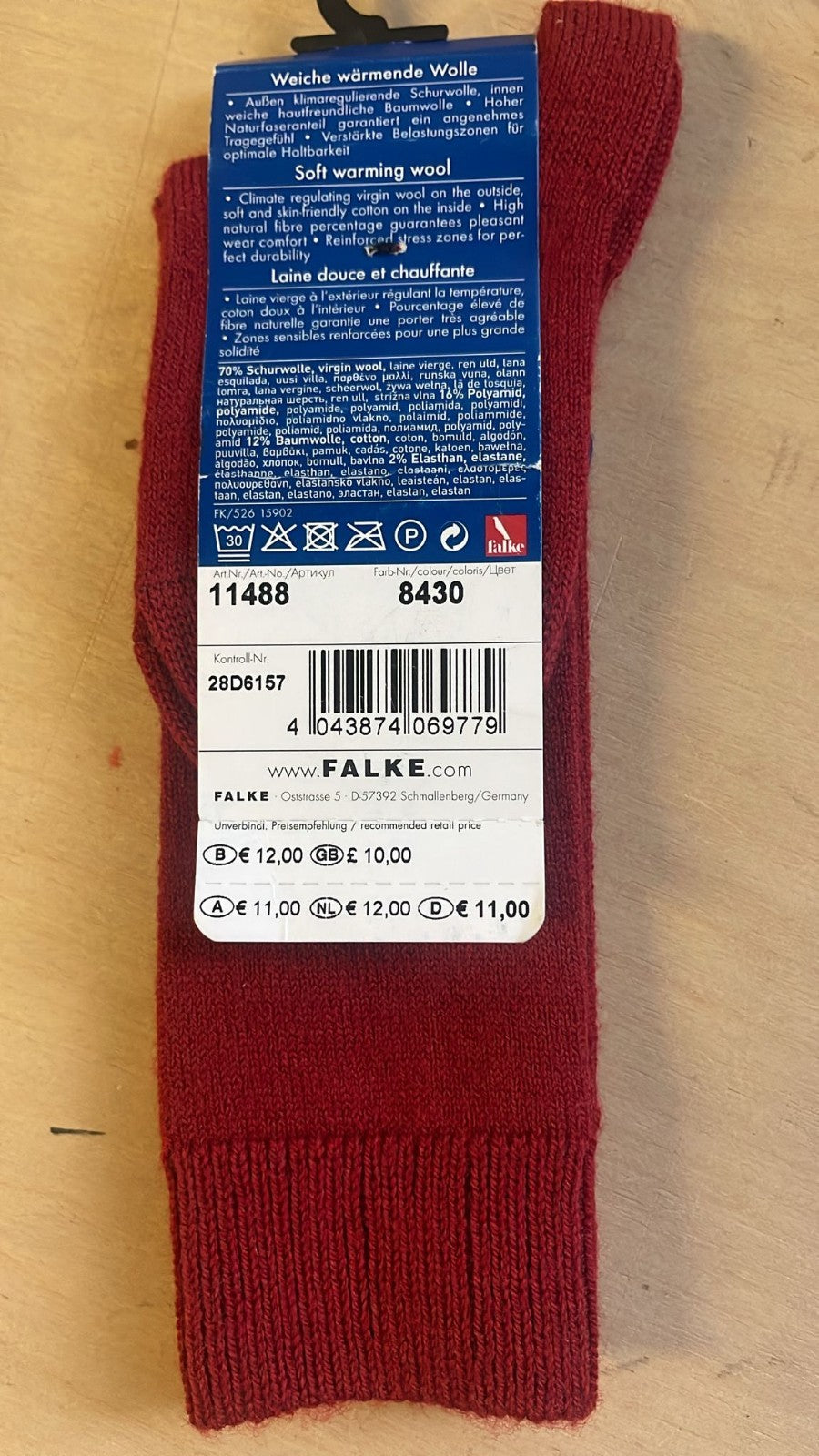 Falke Comfort Wool Kinder Knie Strümpfe Socken 19-22 Wollsocken Rot-8430