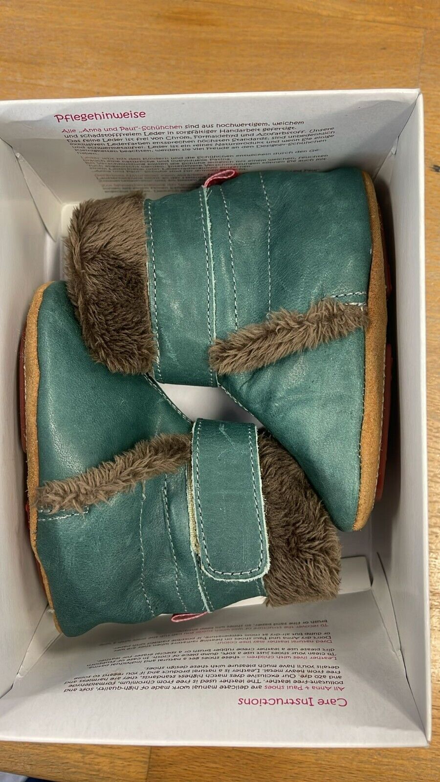 Anna und Paul Eskimo Boot gefüttert Gummisohle Leder Lammfell 18-19 Petrol