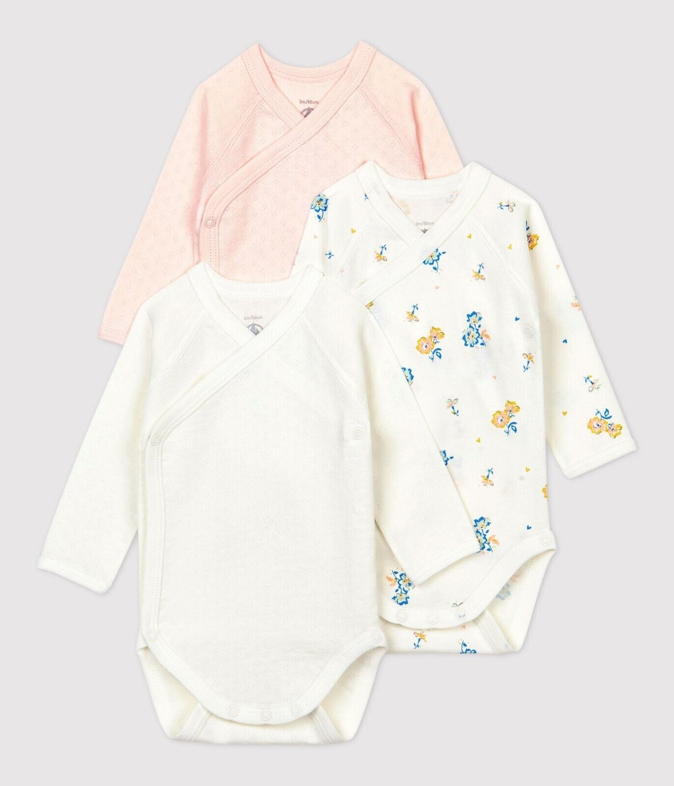 Petit Bateau Langarm Bodys 3er Set Baumwolle N46
