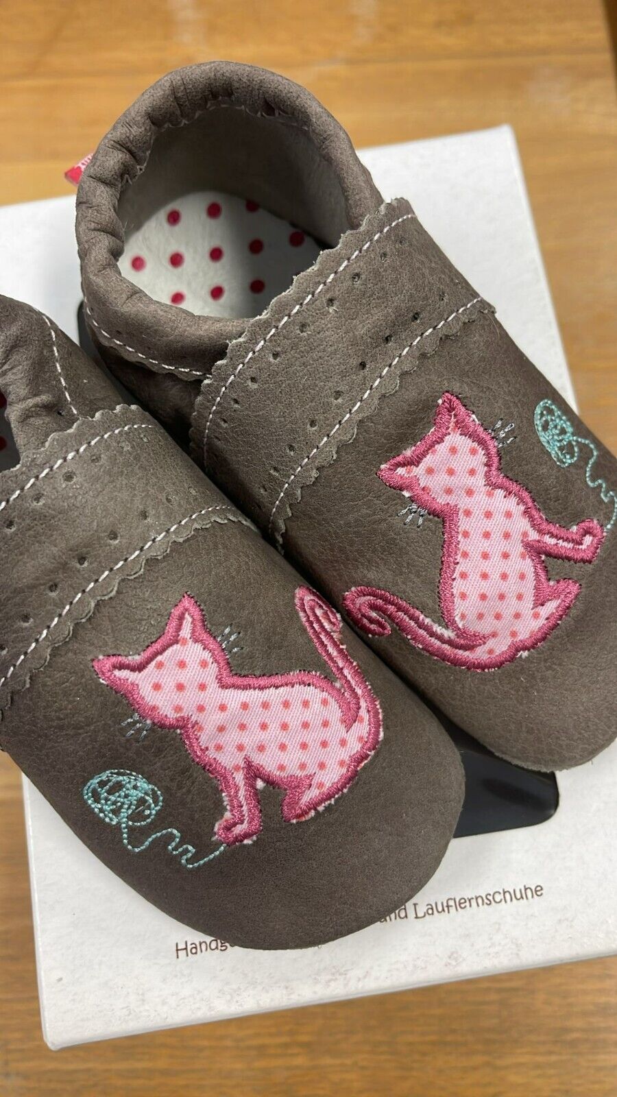 Anna und Paul Krabbelschuhe Aus Leder - Katze Stein L 22
