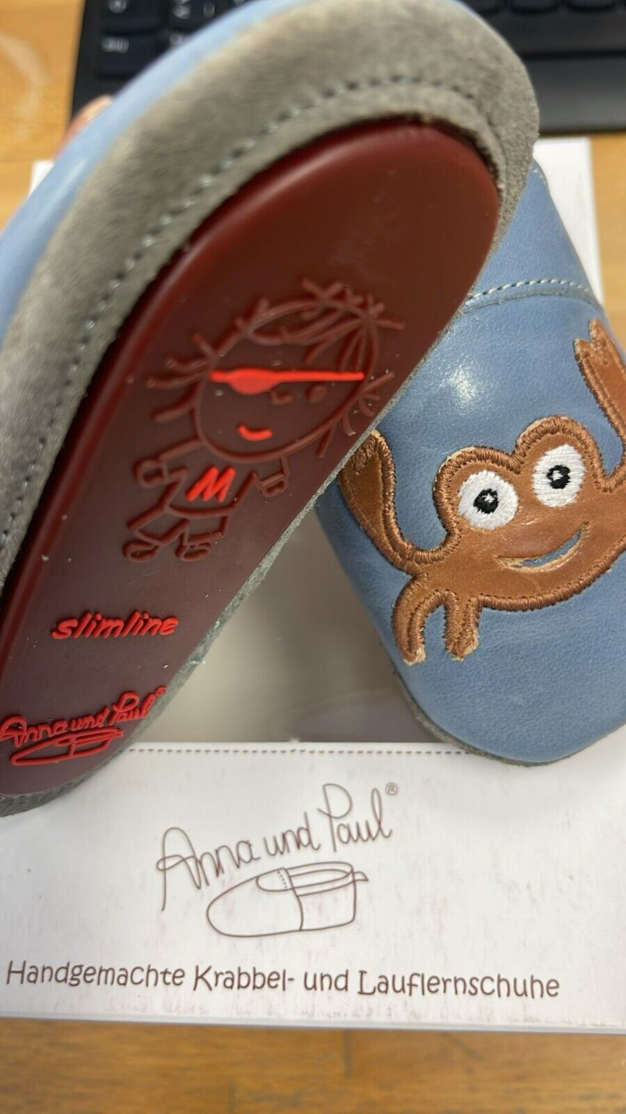 Anna und Paul Krabbelschuhe Aus Leder - Krabbe 1273 Hellblau - S 18-19 Neu