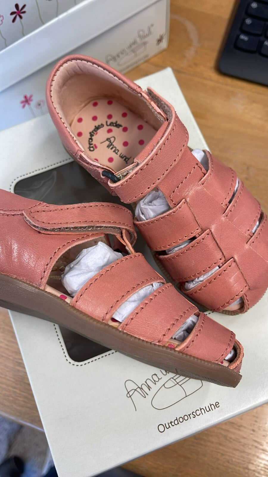 Anna und Paul Sandalen Outdoor Aus Leder - Pauli 8026 - Altrosa - 24