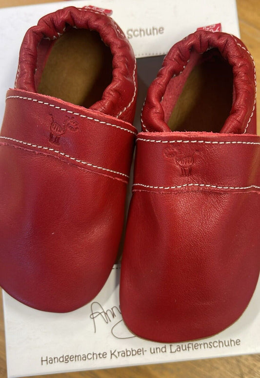 Anna und Paul Lauflernschuh - Krabbelschuh Aus Leder - Uni 1090 Rubin - S 18-19