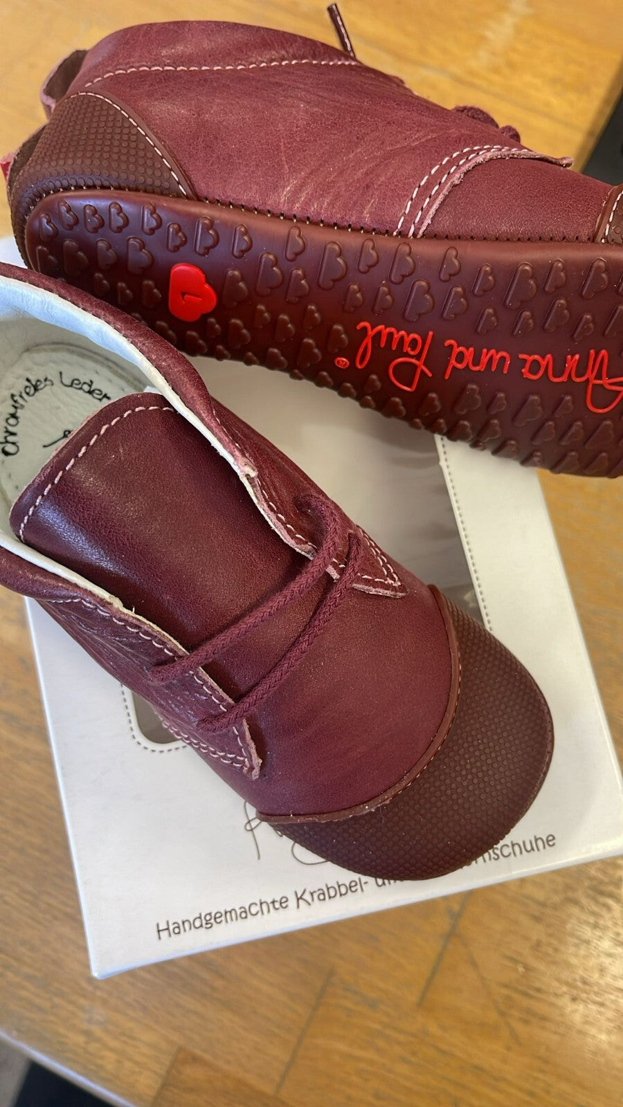 Anna und Paul Krabbelschuhe Outdoor Aus Leder - Robbi 1264 Pflaume M 20-21