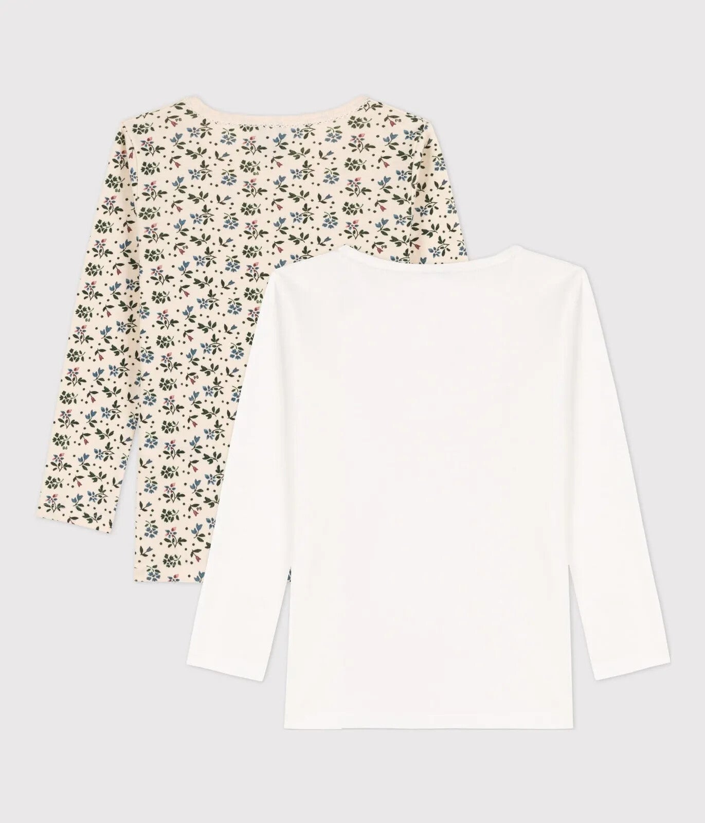 Petit Bateau Langärmelige T-Shirts aus Baumwolle, für Mädchen Kinder 2er Set
