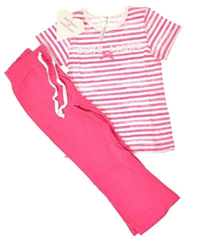 Louis & Louisa "Gute Laune Kinder-Pyjama - gestreift lang (116/122, pink-weiß)