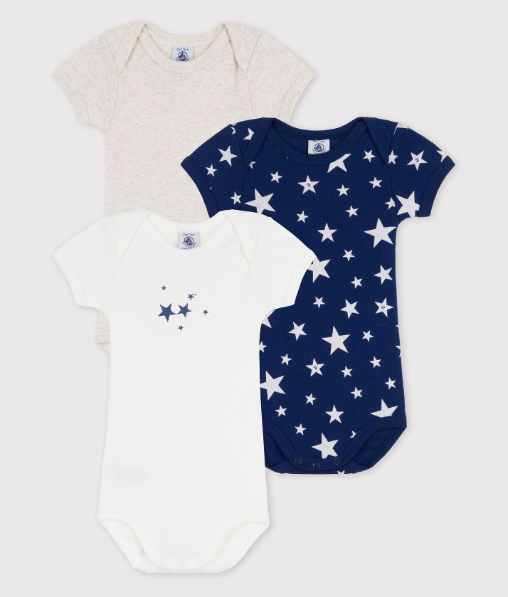Petit Bateau Kurzämelige Bodys 3er Set Baumwolle Sternenmotiv 24 Monate 86 cm