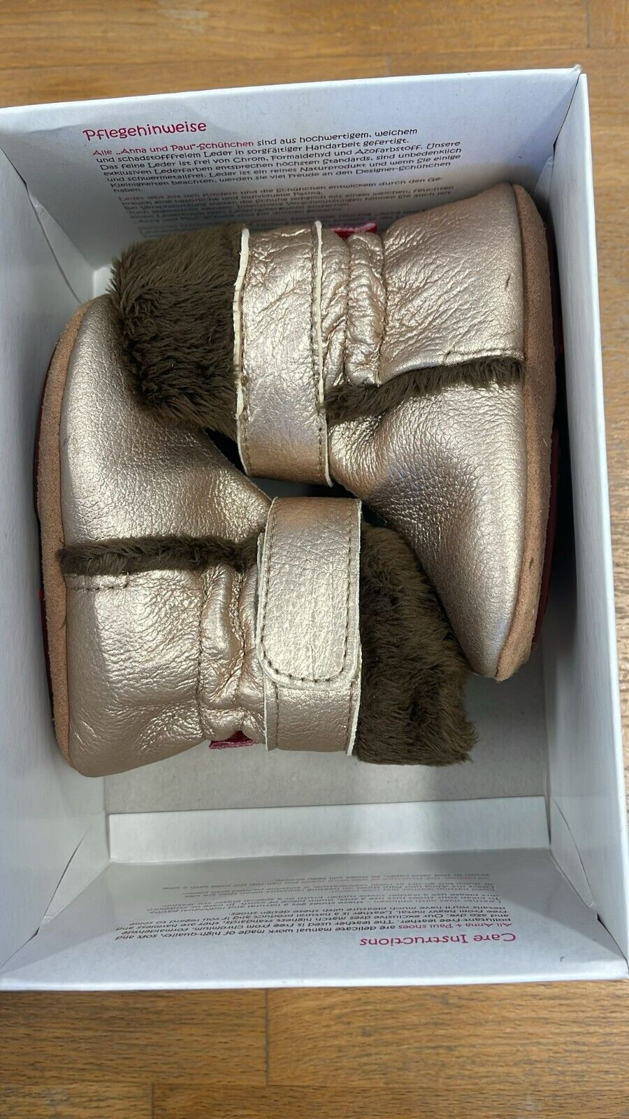 Anna und Paul Eskimo Boot gefüttert Gummisohle Leder Lammfell 18-19 Gold