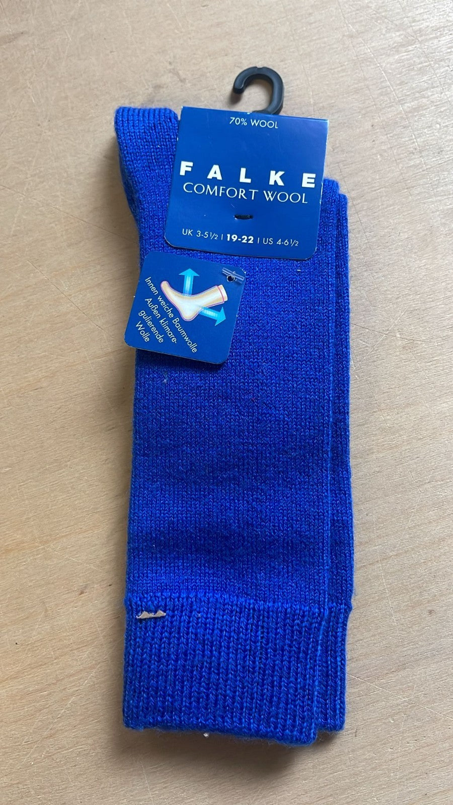 Falke Comfort Wool Kinder Knie Strümpfe Socken 19-22 Wollsocken Blau