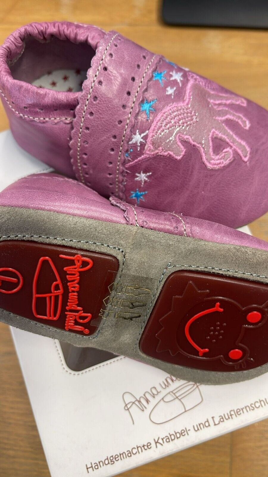 Anna und Paul Einhorn Flieder L 22 Krabbelschuh Neu