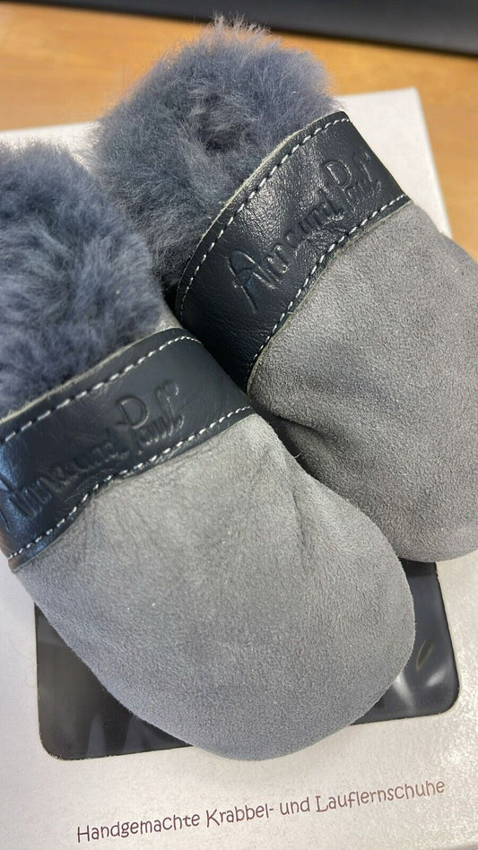 Anna und Paul Lamm Grau Krabbelschuh Gefüttert S 18-19