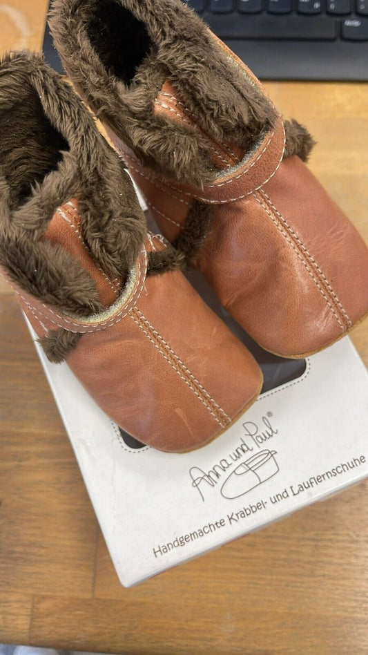 Anna und Paul Eskimo Boot gefüttert Gummisohle Leder Lammfell 18-19 Braun