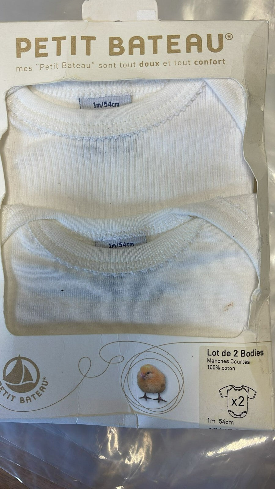 Petit Bateau Kurzämelige Bodys 2er Set Baumwolle weiß 1 Monat 54 cm