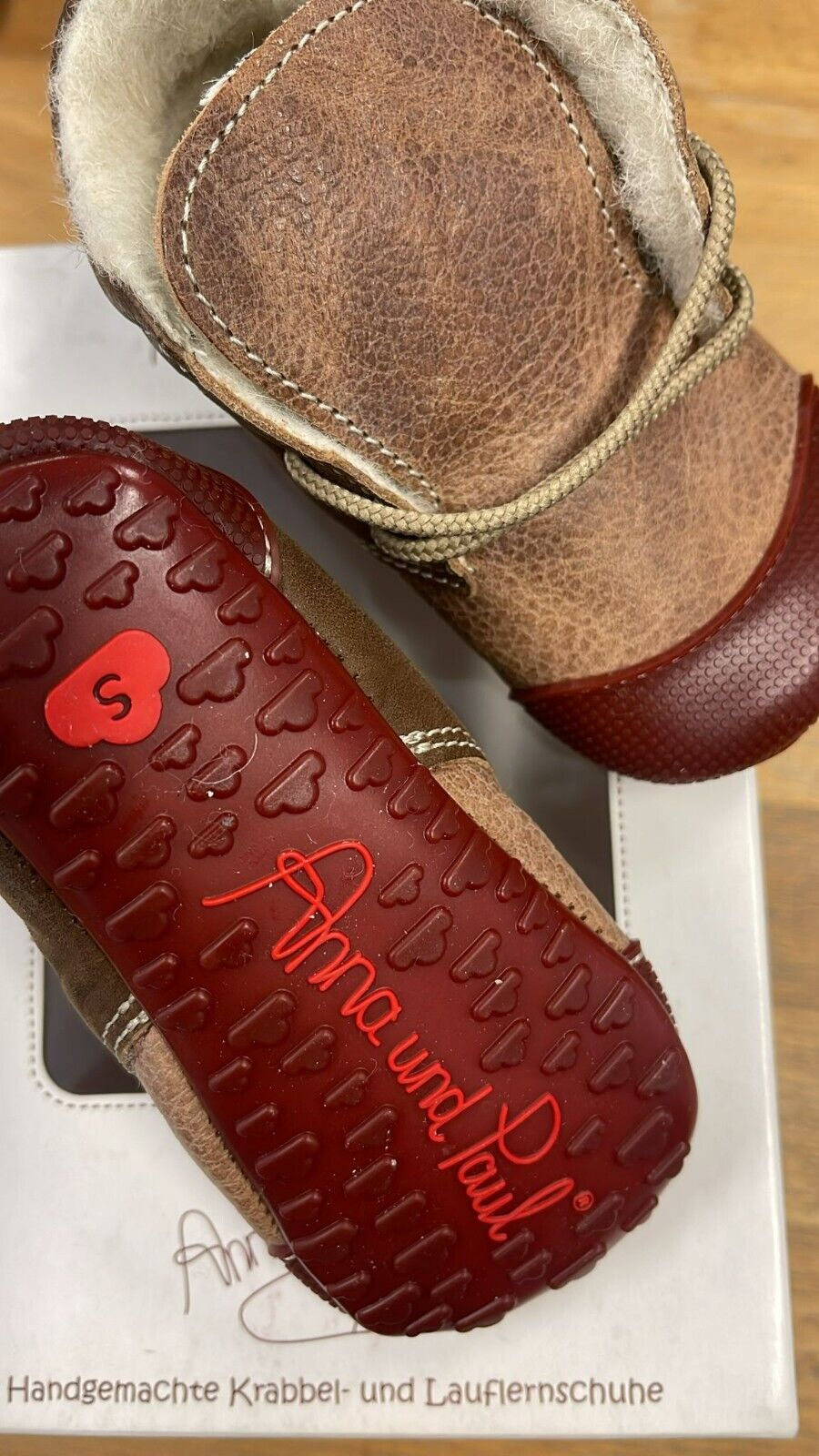 Anna und Paul Krabbelschuhe Outdoor Aus Leder - Robbi 1298 - Mandel S 18-19