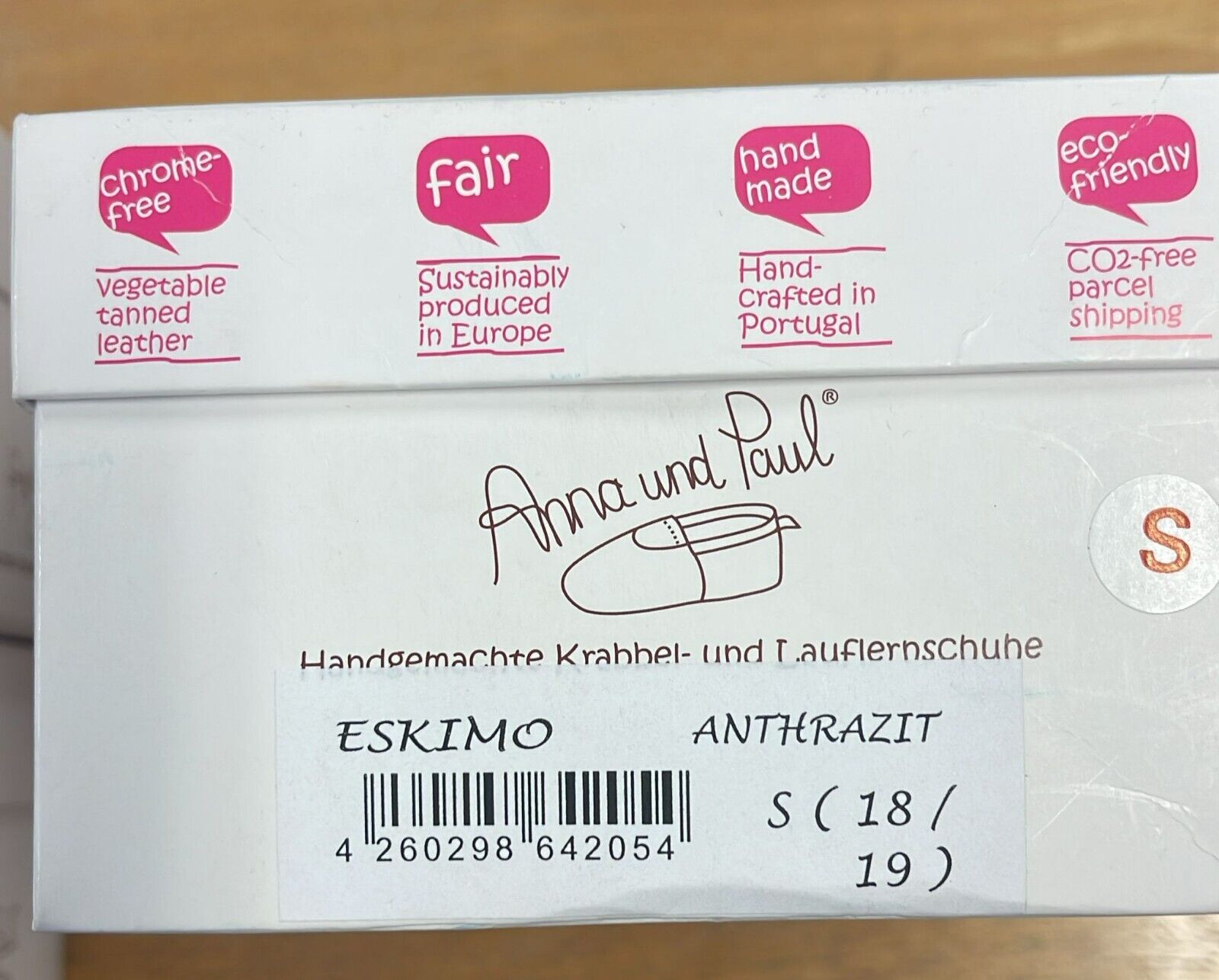 Anna und Paul Eskimo Boot gefüttert Gummisohle Leder Lammfell 18-19 Anthrazit