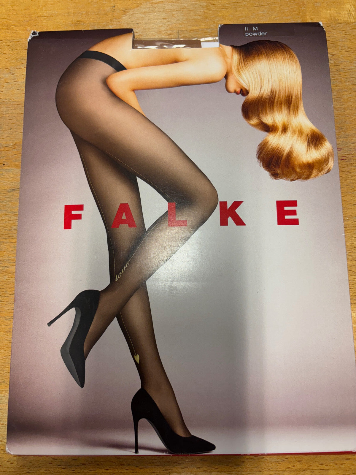 FALKE Damen Fein Strumpfhose mit Herz / Love an der Wade  S Powder 20 DEN