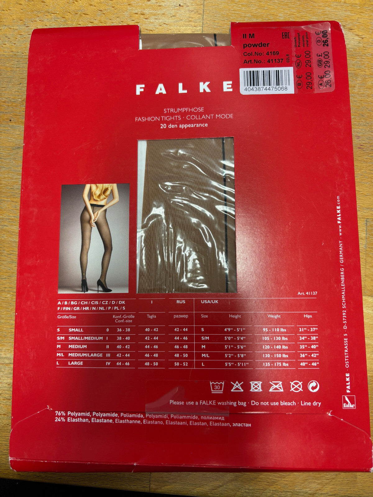 FALKE Damen Fein Strumpfhose mit Herz / Love an der Wade  M Powder 20 DEN