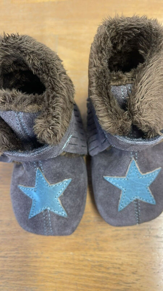 Anna und Paul Int.Star Blau Grau Stern S 18-19 Gefüttert Neu Krabbelschuhe