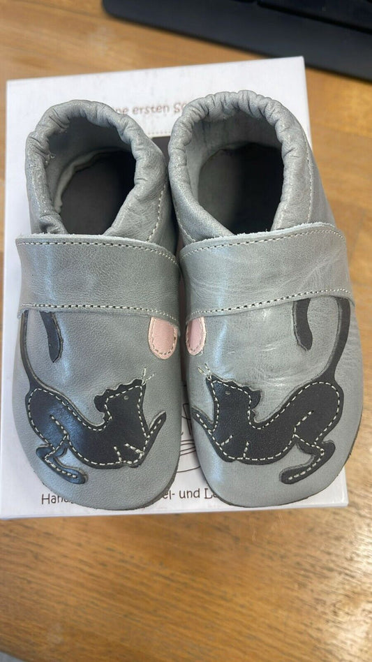 Anna und Paul Krabbelschuhe Aus Leder - Katzen - mit Ledersohle M 21