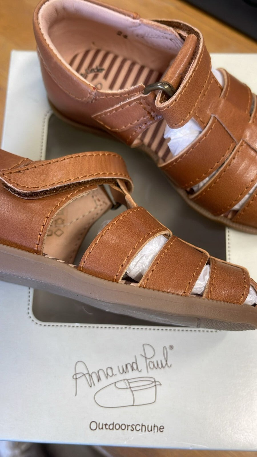 Anna und Paul Sandalen Outdoor Aus Leder - Pauli 8026 - Cognac - 24