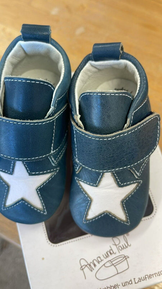 Anna und Paul Krabbelschuhe Outdoor Aus Leder - Morgenstern 1266 Jeans S 18-19