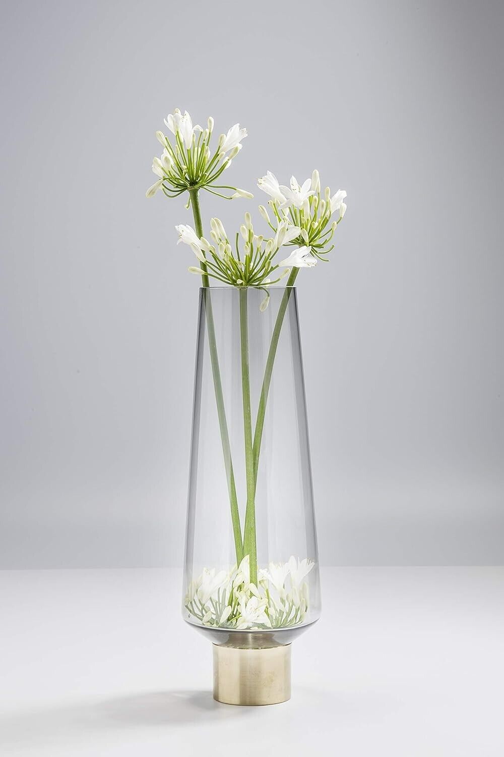 Kare Desig Vase Noble Ring, Grau/Messing ,mundgeblasen, Unikat, 40x14x14 cm