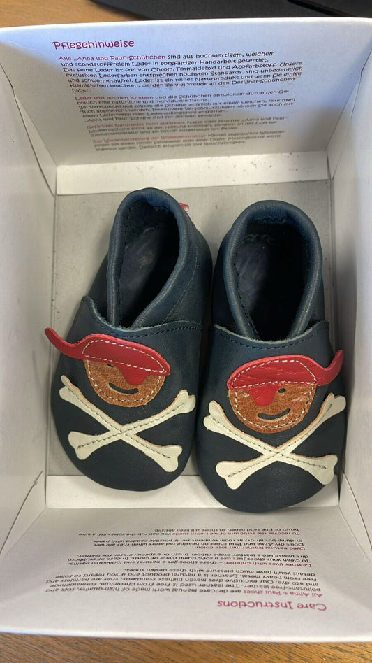 Anna und Paul Krabbelschuhe Aus Leder - Pirat Marine XS 16