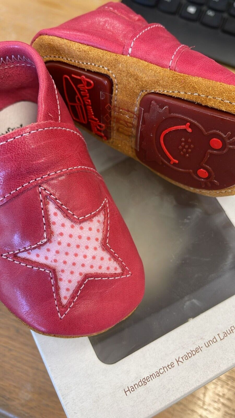 Anna und Paul Lauflernschuh - Krabbelschuh Aus Leder Stella Pink pint S 18-19