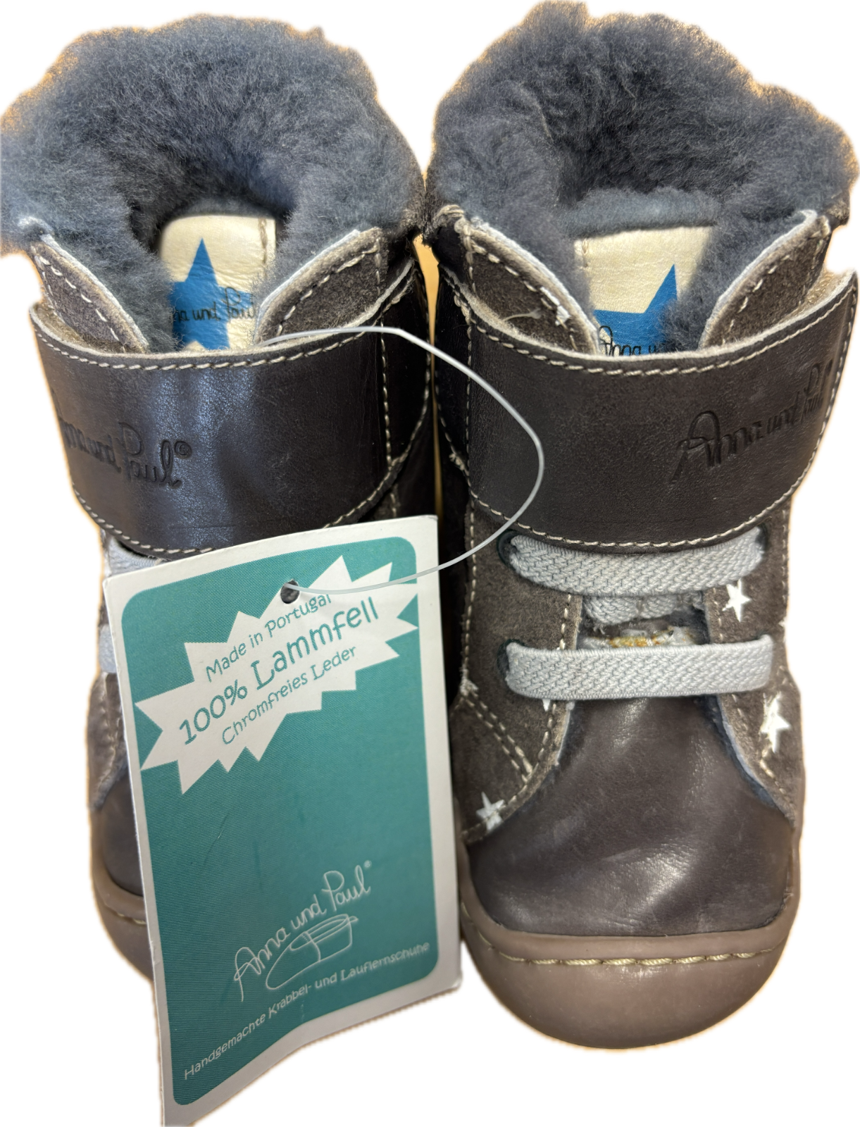 Anna und Paul Krabbelschuhe gefüttert Gummisohle Leder Lammfell 23