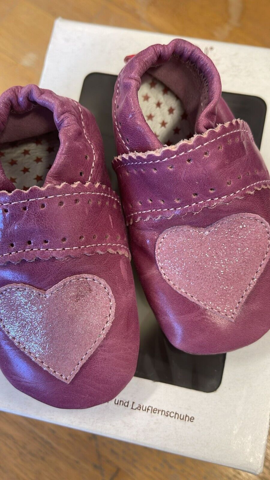 Anna und Paul Lauflernschuhe Krabbelschuhe  Herzen  Flieder 18-19 NEU