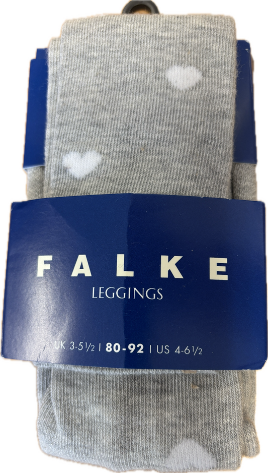 Falke Kinder Leggings 80-92 Grau mit weißen Herzen