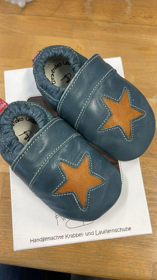 Anna und Paul Lauflernschuh - Krabbelschuh Aus Leder Stella 1221 Jeans L 22
