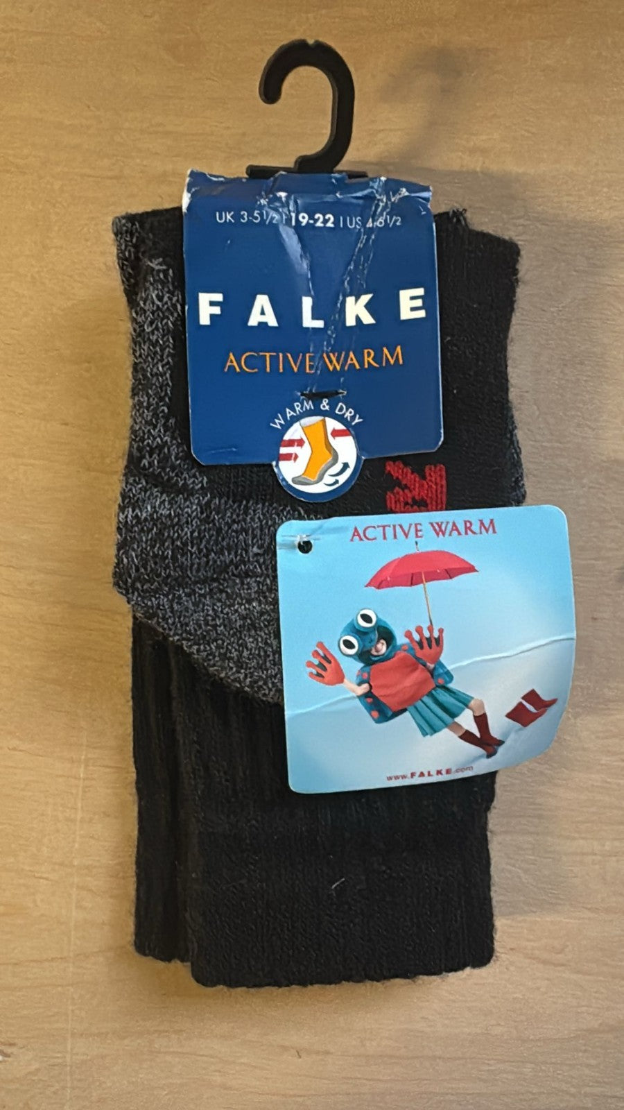 Falke Active Warm Kindersocken Warme Socken 19-22 Schwarz NEU