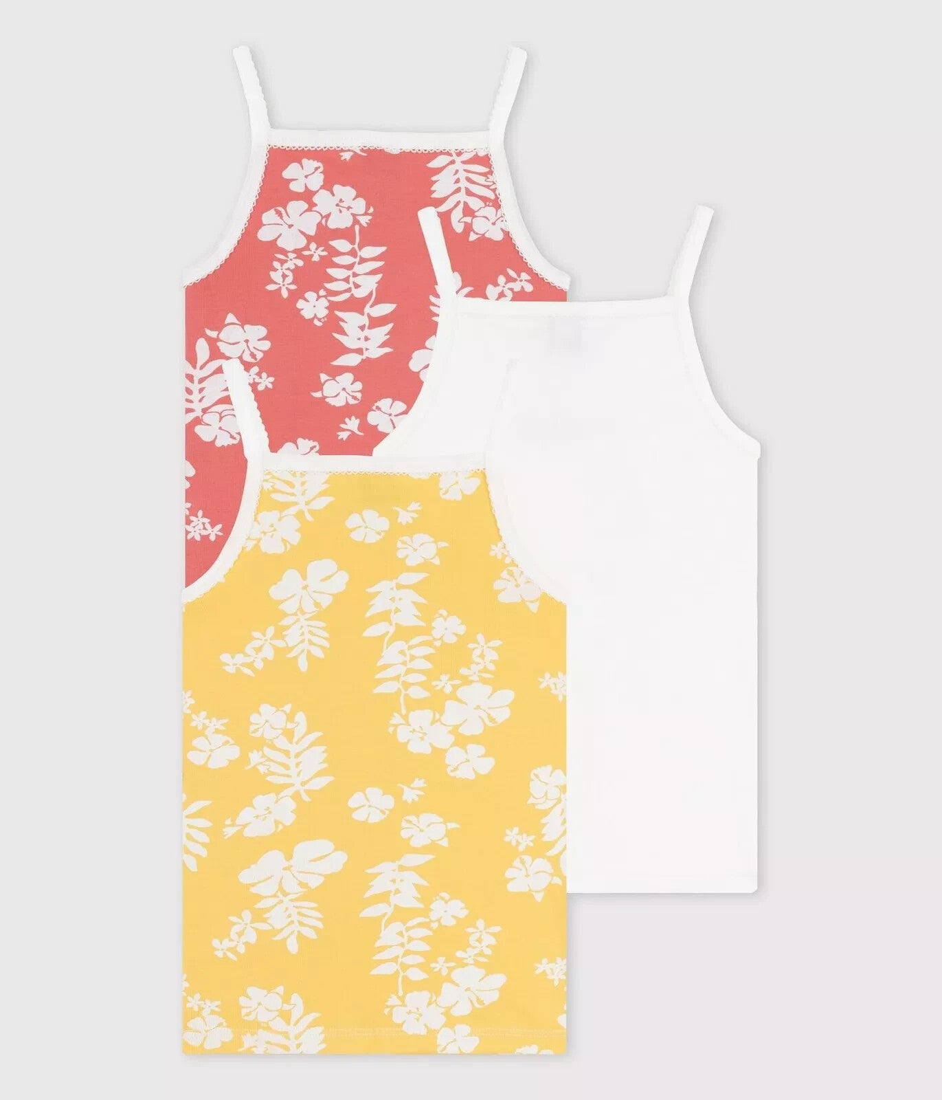 Petit Bateau 3er-Set Trägerhemden Baumwolle Hawaiimuster T-Shirt Set 104 cm