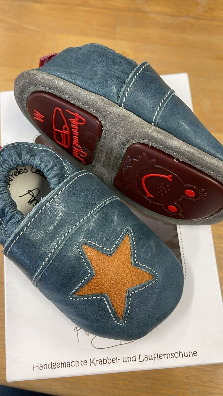 Anna und Paul Lauflernschuh - Krabbelschuh Aus Leder Stella 1221 Jeans L 22
