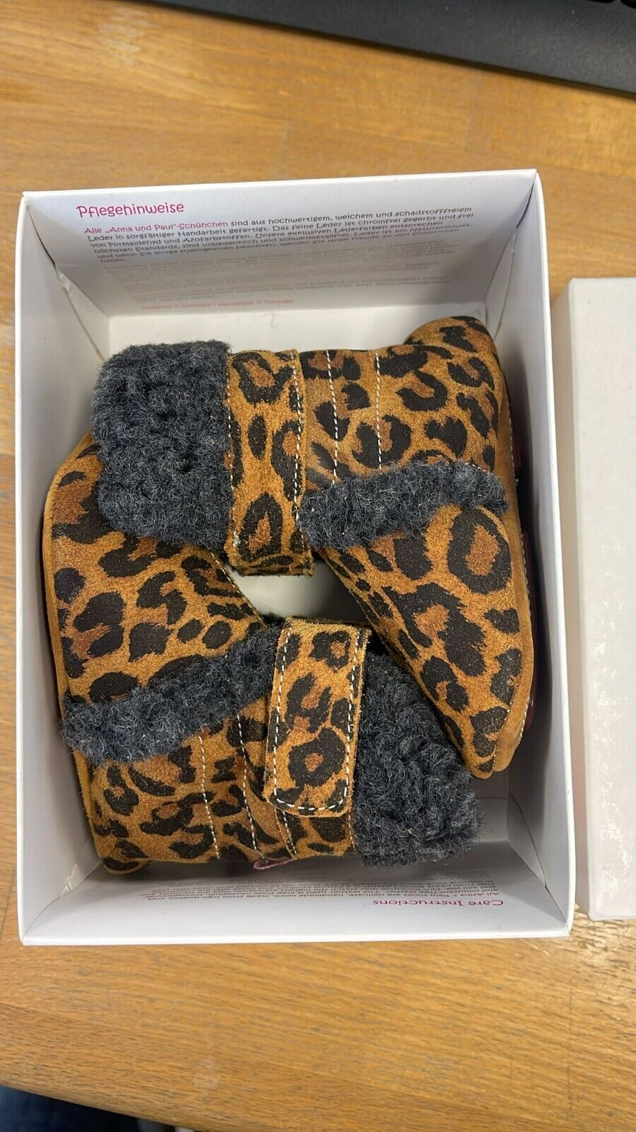 Anna und Paul Eskimo Boot gefüttert Gummisohle Leder Lammfell 22 Leopard
