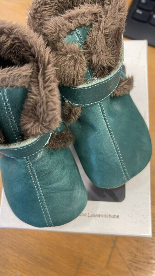 Anna und Paul Eskimo Boot gefüttert Gummisohle Leder Lammfell 18-19 Petrol