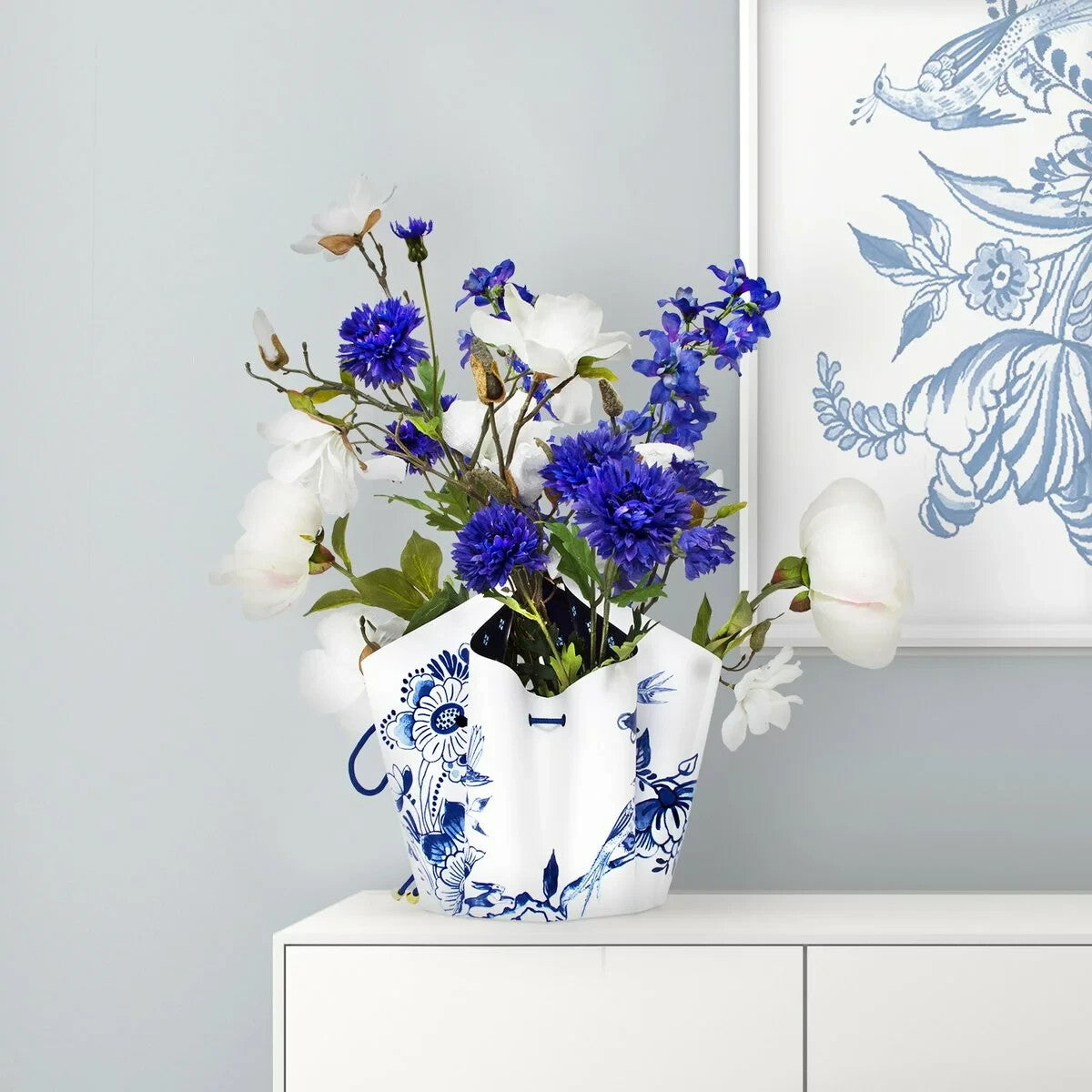 Bogenvase Faltvase Klappvase SMALL DELFT BLUE Designervase 25 cm
