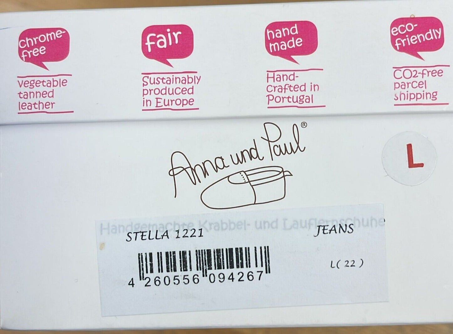 Anna und Paul Lauflernschuh - Krabbelschuh Aus Leder Stella 1221 Jeans L 22