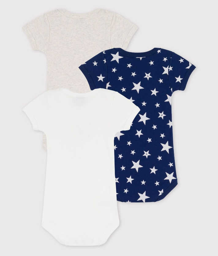Petit Bateau Kurzämelige Bodys 3er Set Baumwolle Sternenmotiv 24 Monate 86 cm