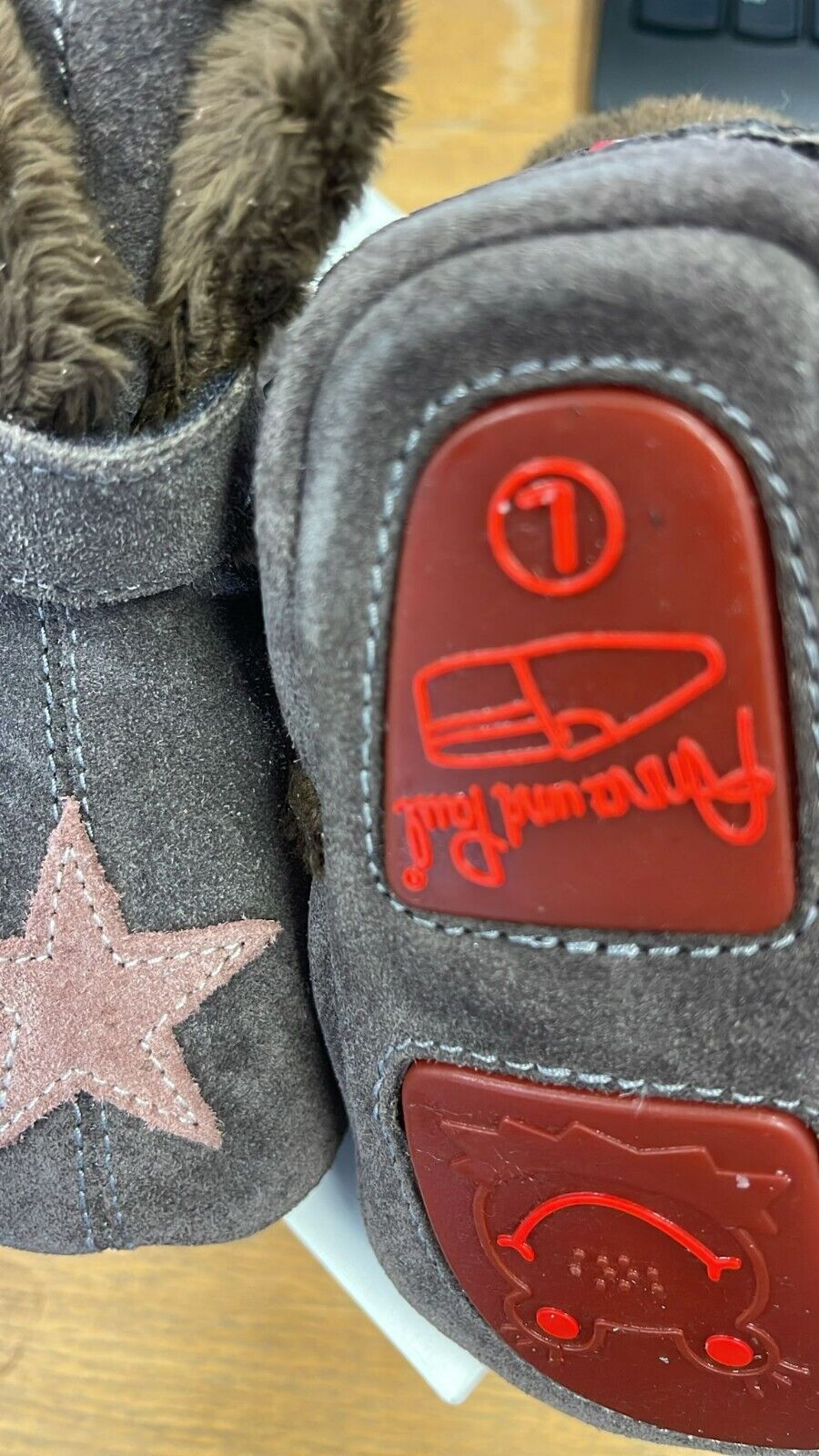 Anna und Paul Ind.Star Boot gefüttert Gummisohle Leder Lammfell 22 Braun - Stern