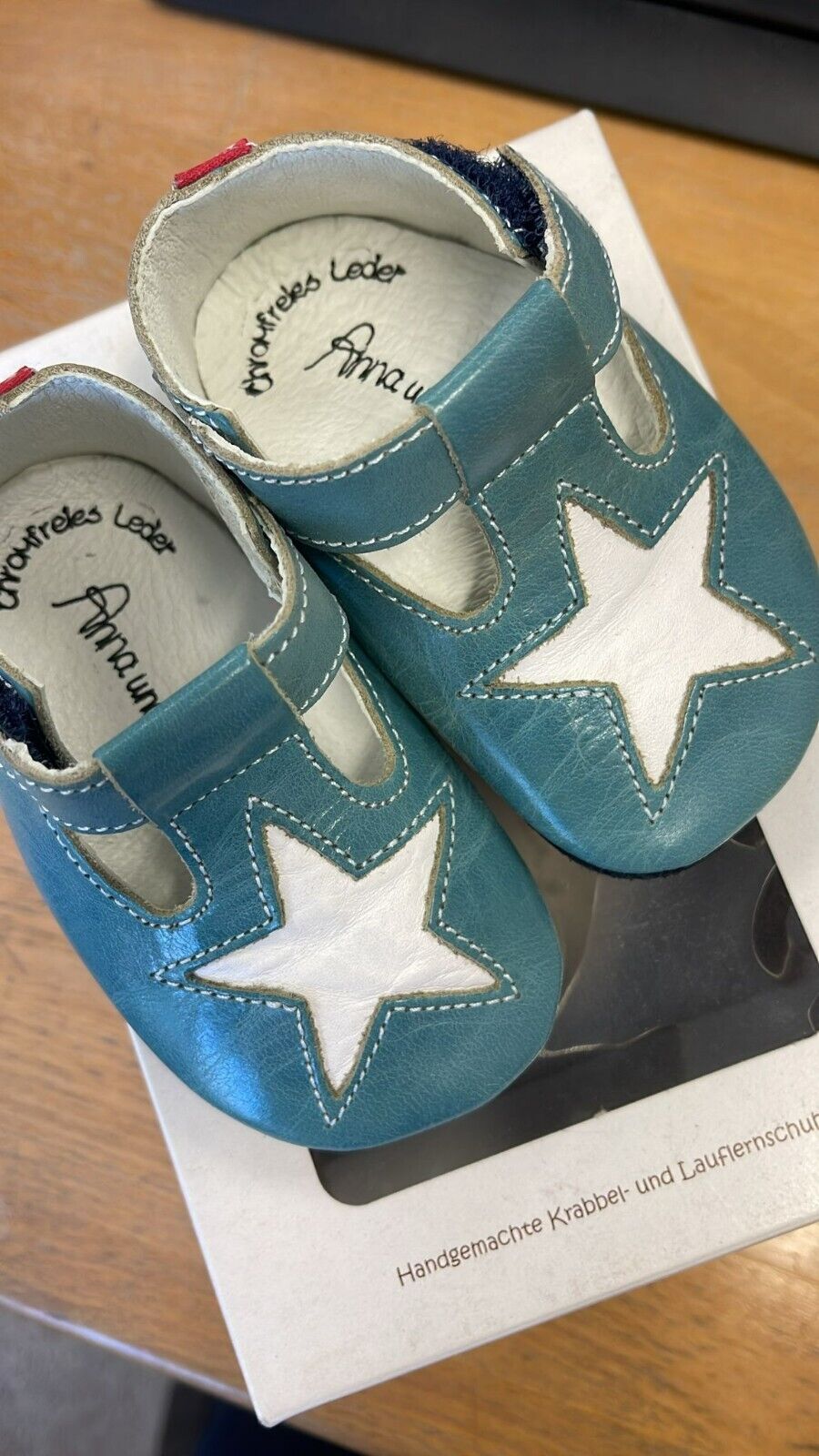 Anna und Paul Sandale Lauflernschuh Aus Leder Starshine Himmelblau S 18-19